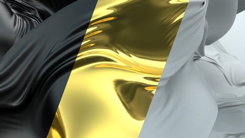 Elegant Flowing Fabric Background Animation in Gold, White, and Black