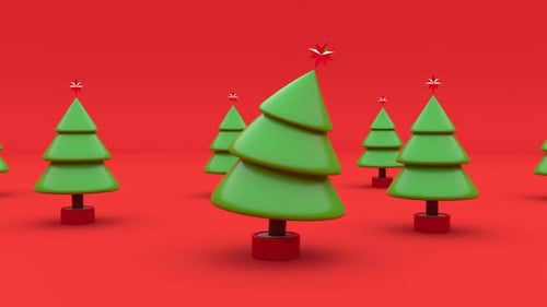 3d Christmas Tree Elements Holiday Party Concept Fir Dancing Endless Seamless Loop Happy New Year