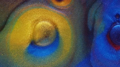 Abstract Gold and Blue Liquid Swirl