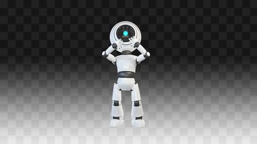 Futuristic 3D Robot Waving, Pointing, and Gesturing