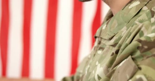 Soldier using laptop