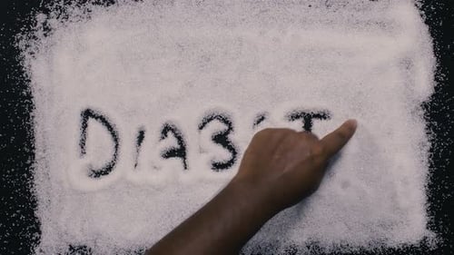 Hand Writes the Word Diabetes in Sugar