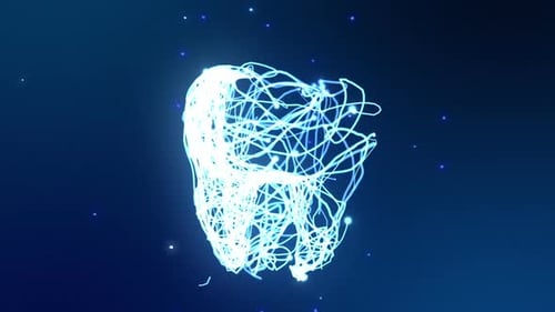 Futuristic Blue Glowing Lines Tooth Logo Reveal