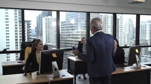 Senior Leader Giving Advice Speech to Team Members