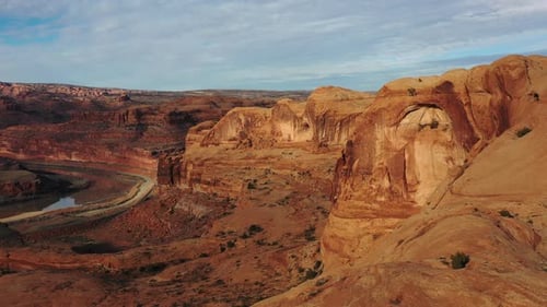 Beautiful red cliffs towering over the Colorado River in Grand Canyon National Park, Arizona, USA. P