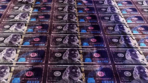 Flowing Inverted One Hundred Dollar Bills Background