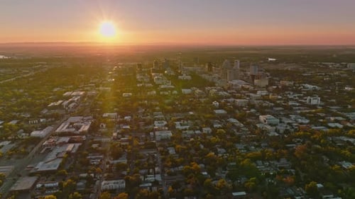 Aerial cityscape of Sacramento downtown
