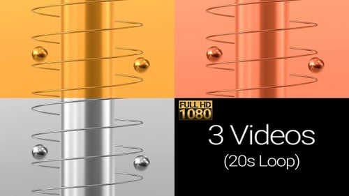 Abstract Metallic Spheres Spiral Around Central Cylinder Loop