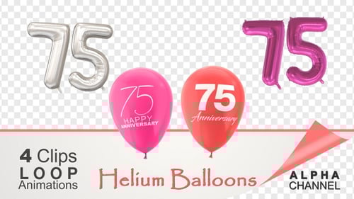 Floating 75 Anniversary Balloons Animation Pack