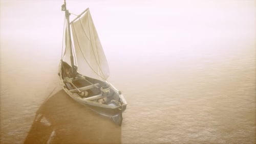 Bateau de pêche ou de pêcheur abandonné dans le désert