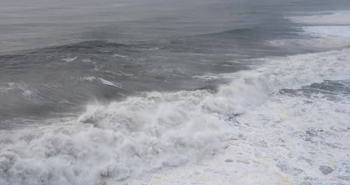 Seascape with Big Ocean Waves Crushing Against the Coast with Big Splash