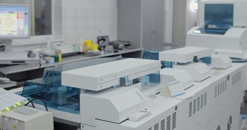Crop View of Modern Medical Research Laboratory with Computers and Special Biochemicals Equipments
