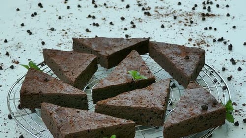 Freshly Baked Chocolate Brownies on Wire Rack