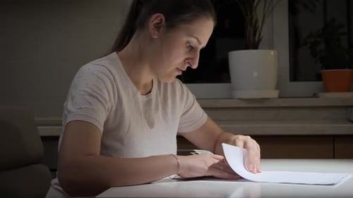 Upset Stressed Woman Getting Debt Notification and Feeling Frustrated