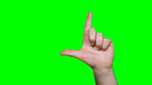 Hand Making 'L' Shape on Green Screen