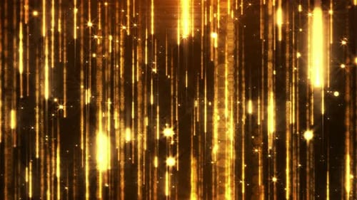 Golden Glittering Particle Rain Loop Abstract Background