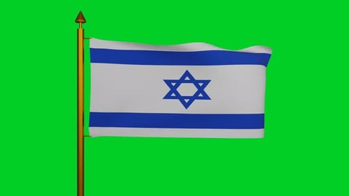 Realistic Animated Israel National Flag Waving on Green Screen