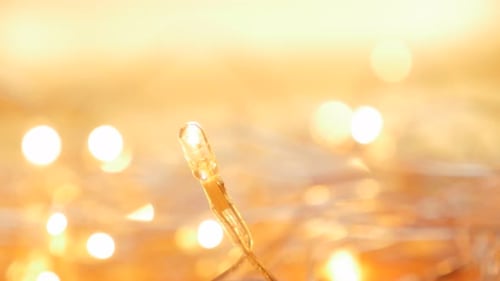 Festive Glowing Christmas Lights Background Close-Up