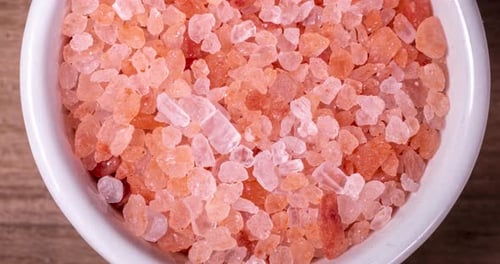 Bowl of Pink Himalayan Salt Crystals Close-Up
