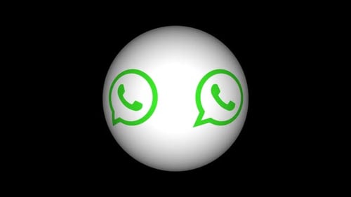 Seamless Loop of Rotating WhatsApp Logo on a White Sphere