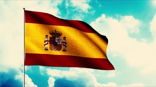 Realistic Waving Flag of Spain Animation