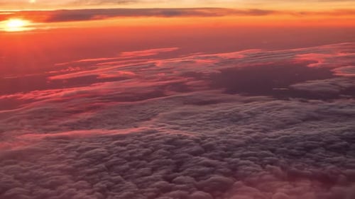 Aerial View of Clouds at Sunset or Sunrise
