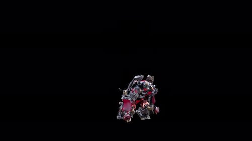 Animated Futuristic Red Robot Transformation and Action Poses