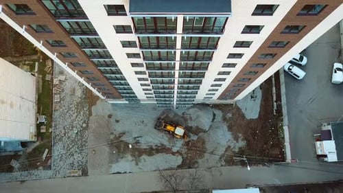 Building under construction. Aerial view of tall buildings under construction