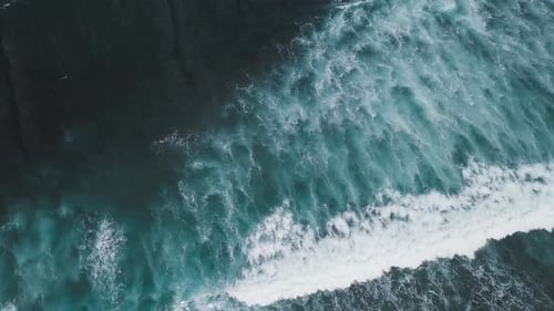 Waves Rolling From Above. Top Down View.
