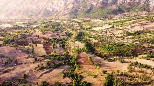Scenic Aerial of Rural Valley and Farm Fields