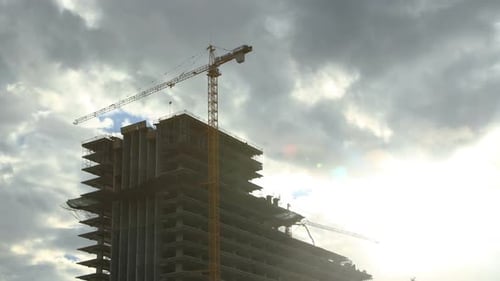 Construction Site Building a Skyscraper with a Crane