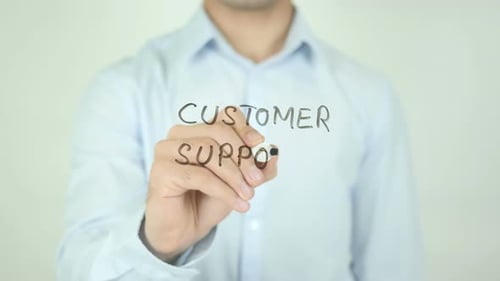 Writing Customer Support on Clear Surface