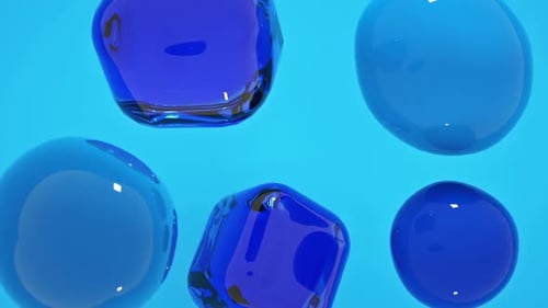 Fondo de vídeo vertical de formas azules abstractas en movimiento y deformación