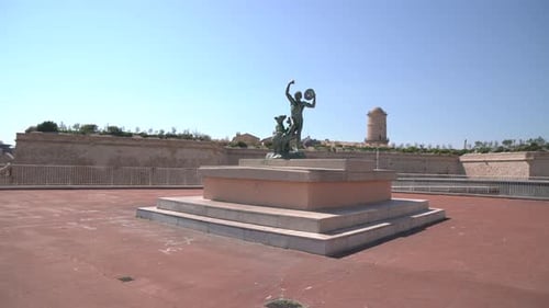 A statue in a square