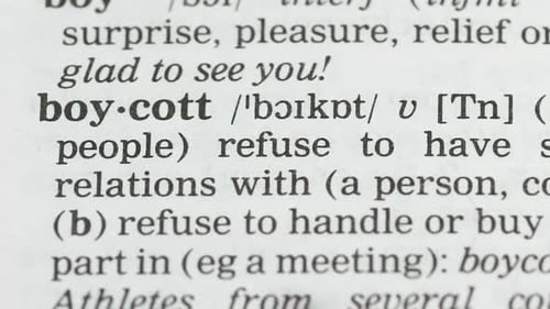 Boycott Word in English Vocabulary, Diplomatic Opponent Ignoring, Sanctions
