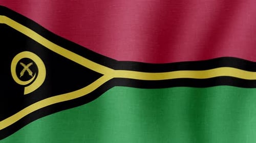 Seamless Loop of Vanuatu National Flag Waving with Fabric Texture