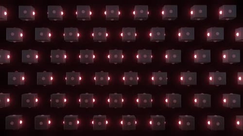 3 rotierende Boxen und Lichtblitze 4k