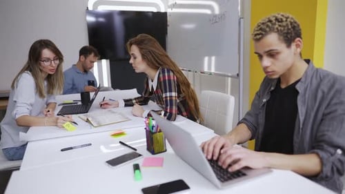 Young Creative Business People Communication Work with Laptops in the Office