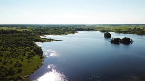 Lush Green Landscape With Beautiful Lake and Islands