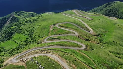 Winding Road Passing Through Mountain