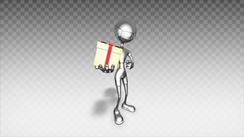Geschenkbox 3D Man — Cartoonshow, Silber
