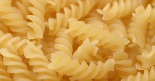 Close Up of Uncooked Rotini Pasta