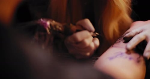 Close Up Tattoo Artist Working on Arm