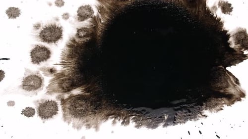 Black Ink Drops On White Background