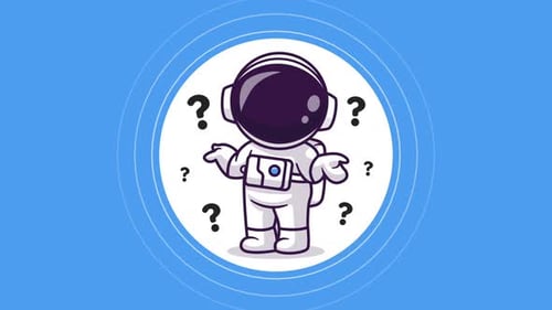 Animated Cartoon Astronaut Question Mark Reveal