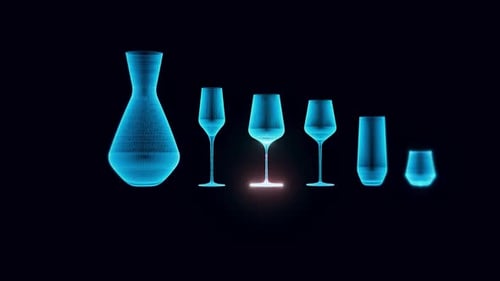 Glass Set Hologram Rotating 4k