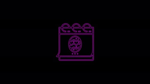 Ein Kalendersymbol mit beweglichen Linien zum Datum Frohe Ostern auf schwarzem Hintergrund.