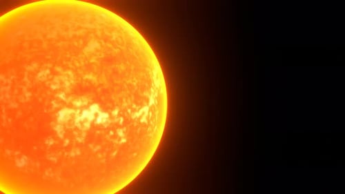 Animated Fiery Sun Rotating in Dark Space