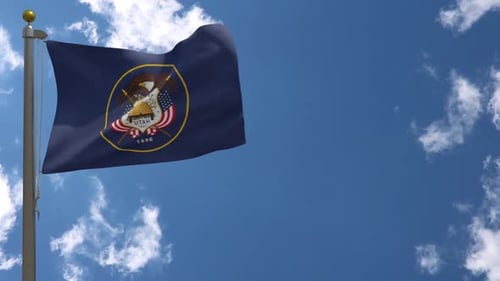 Utah State Flag (Usa) On Flagpole