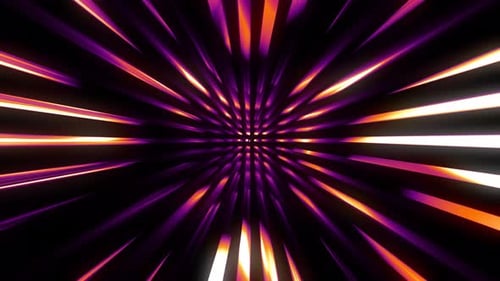 Abstract Purple Orange Light Warp Speed Tunnel Background Animation